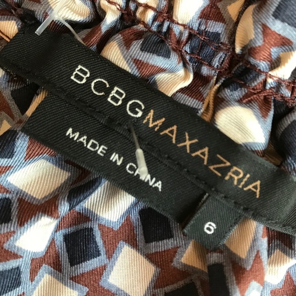 BCBG MaxAzria Geometric Print Silk Dress w/Sash T5 - Picture 4 of 8